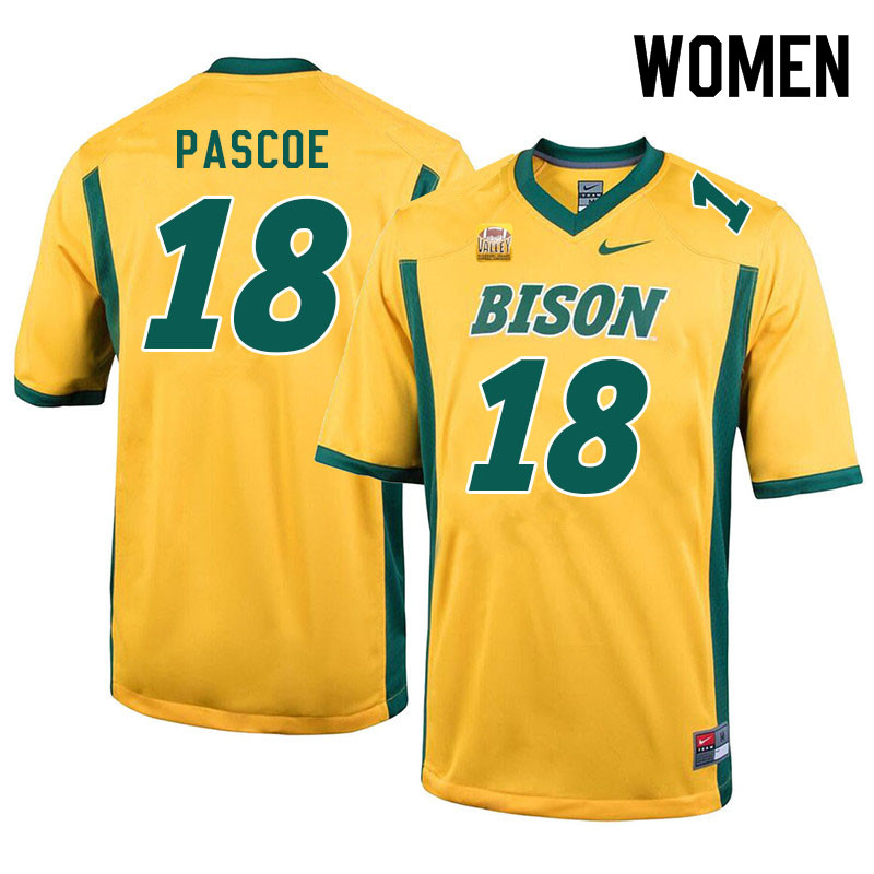 Women #18 Britton Pascoe North Dakota State Bison College Football Jerseys Sale-Yellow